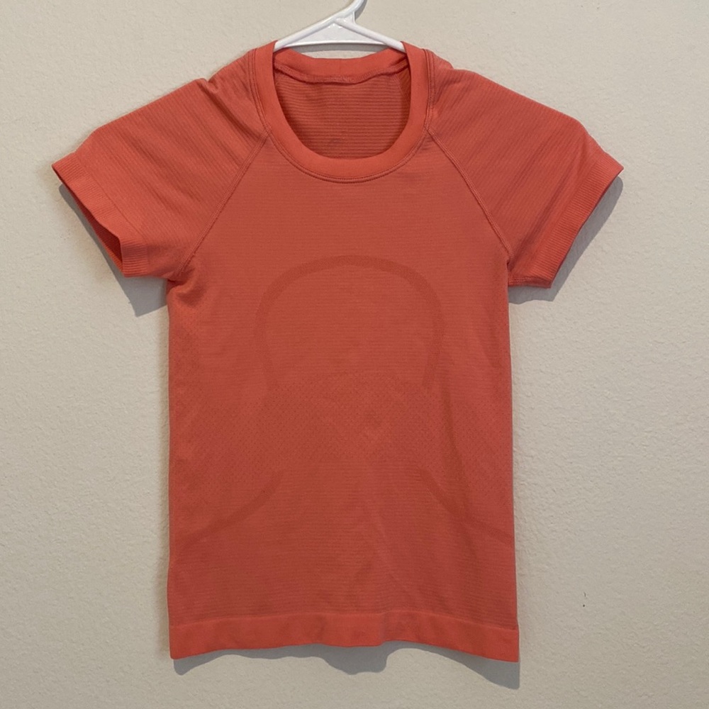 Lululemon, size0, swiftly tech barely worn racer, track length, coral, orange